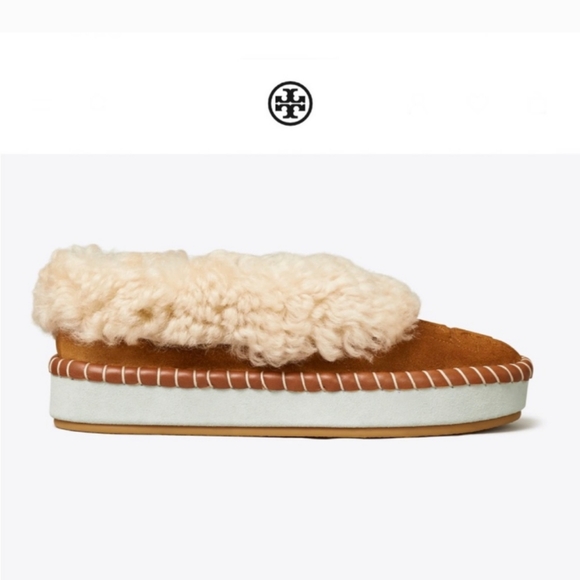 TORY BURCH Toasted Caramel Shearling Slippers NEW! Size 9.5 - Picture 12 of 12